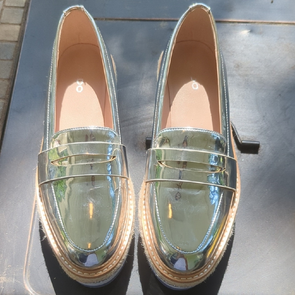 Aldo Silver Flats with Modern Metallic Finish